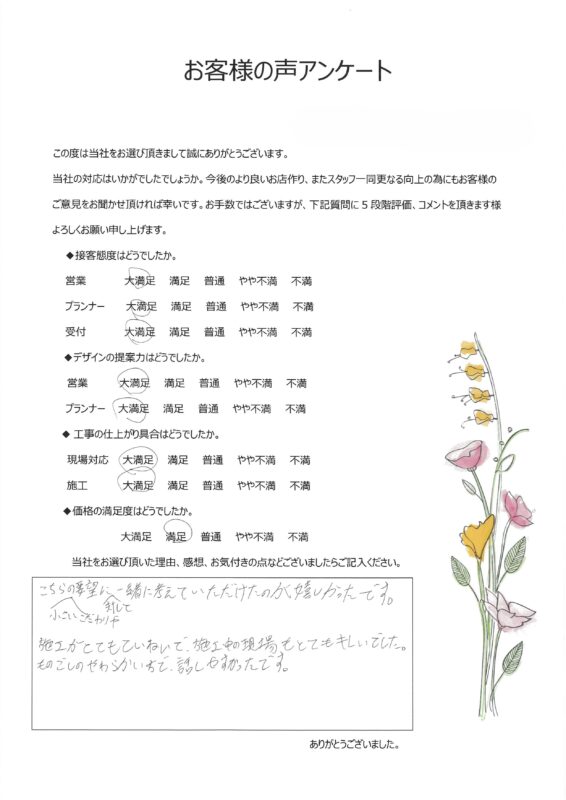 こちらの要望に対して一緒に考えて頂けたのが嬉しかったです。